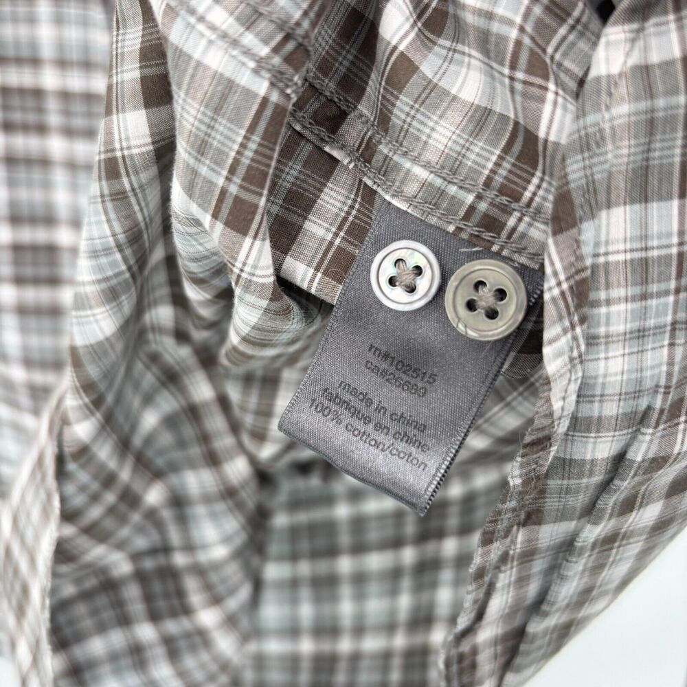 John Varvatos Shirt Large Plaid Long Sleeve Button Up Cotton Double Flap Pockets - Picture 8 of 8